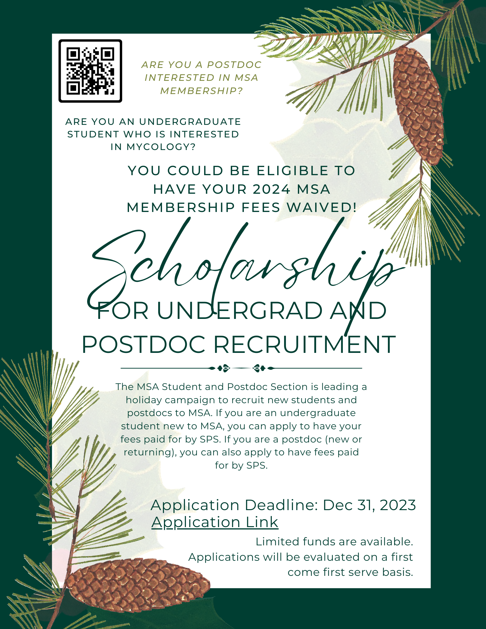 2024 Scholarship for Undergrad/Postdoc Recruitment